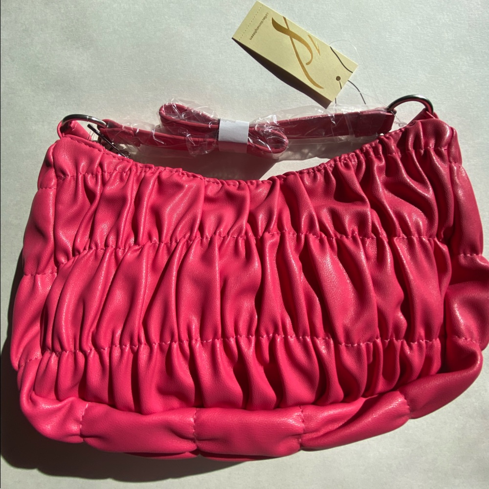 Collection Eighteen Pink Rouches Leather Crossbody
